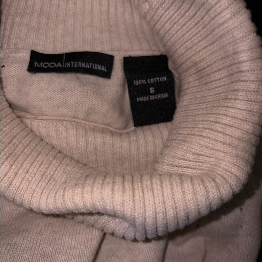 Moda International Cream Long Sleeve Turtle Neck Dress - Picture 7 of 7